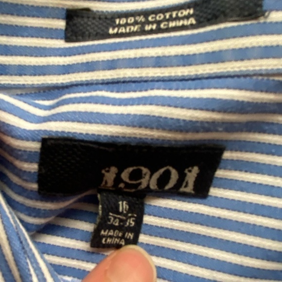 1901 Men's Stripe Button Down Shirt Size 16 34/35 - Picture 3 of 10